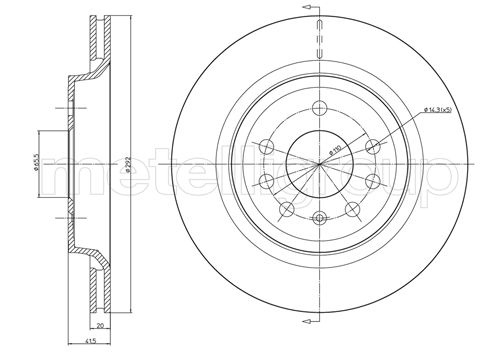 METELLI Bremseskive 230682c ventileret 292mm 20mm for OPEL SAAB FIAT