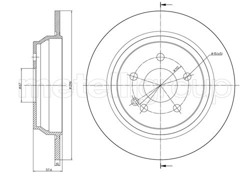 METELLI Bremseskive 230712 fuld 296mm 10mm for MERCEDES-BENZ