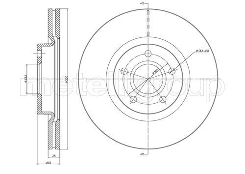 METELLI Bremseskive 230687c ventileret 300mm 25mm for VOLVO FORD
