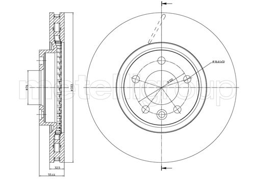METELLI Bremseskive 230727c ventileret 333mm 32mm for VW