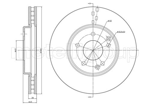 METELLI Bremseskive 230753c ventileret 300mm 28mm for MERCEDES-BENZ