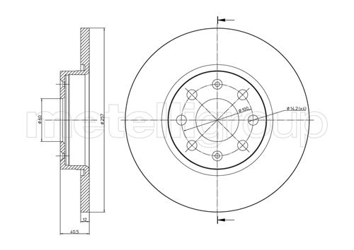 METELLI Bremseskive 230858c fuld 257mm 12mm for OPEL FIAT