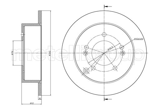 METELLI Bremseskive 230869c fuld 262mm 10mm for KIA
