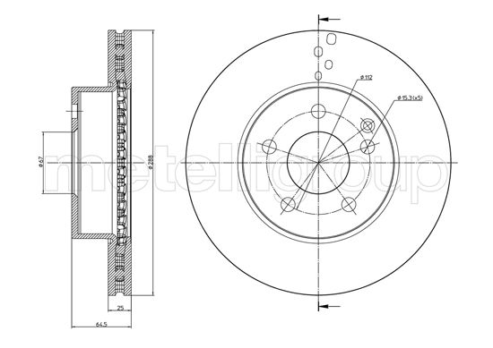 METELLI Bremseskive 230934c ventileret 288mm 25mm for MERCEDES-BENZ