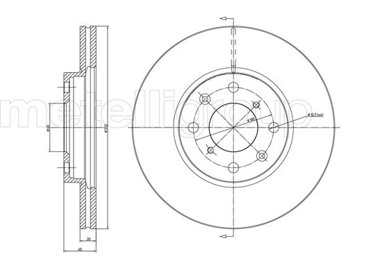 METELLI Bremseskive 230908c ventileret 252mm 20mm for OPEL SUZUKI