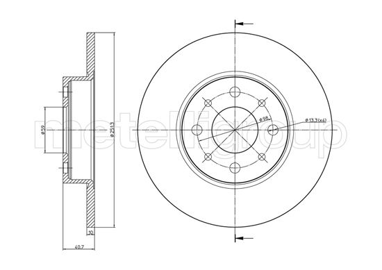 METELLI Bremseskive 230987c fuld 251mm 10mm for ALFA ROMEO
