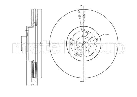 METELLI Bremseskive 230997c ventileret 300mm 25mm for HONDA