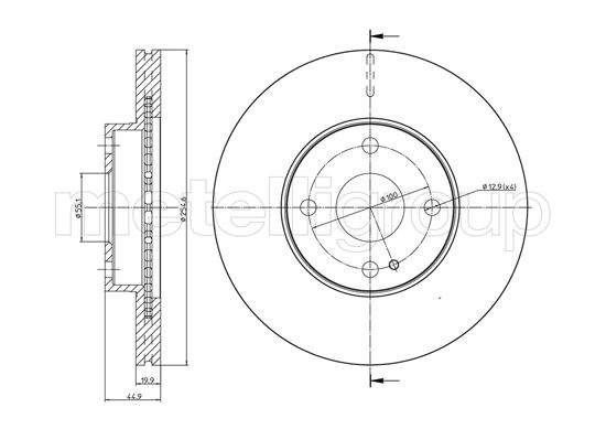 METELLI Bremseskive 230999 ventileret 255mm 20mm for MAZDA