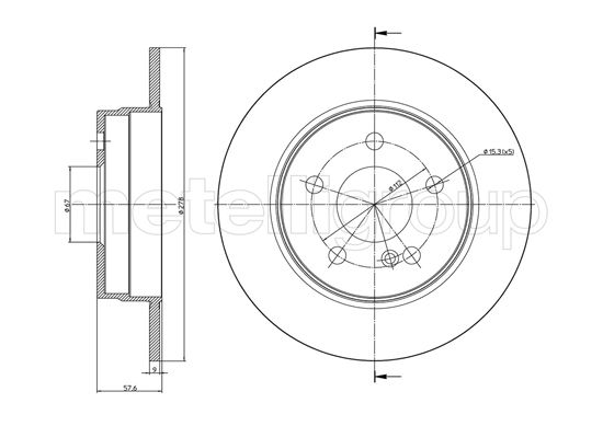METELLI Bremseskive 230982c fuld 278mm 9mm for MERCEDES-BENZ