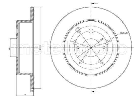 METELLI Bremseskive 230991c fuld 280mm 10mm for TOYOTA