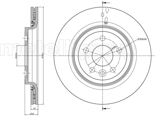 METELLI Bremseskive 230993c ventileret 302mm 22mm for VOLVO