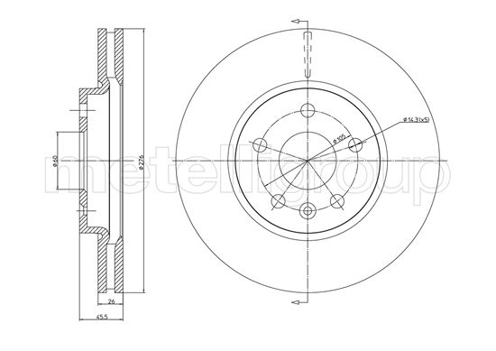 METELLI Bremseskive 231001c ventileret 276mm 26mm for OPEL CHEVROLET