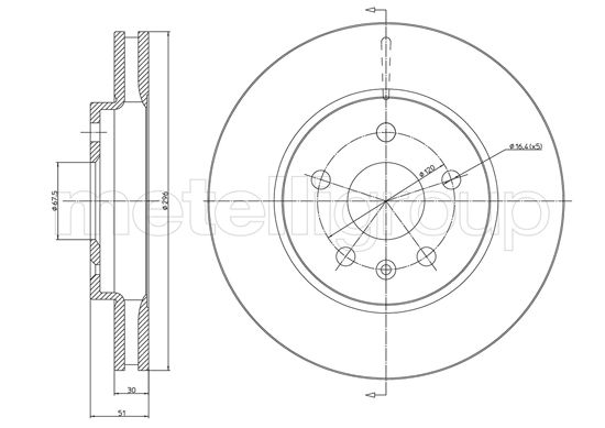 METELLI Bremseskive 231006c ventileret 296mm 30mm for OPEL SAAB CHEVROLET