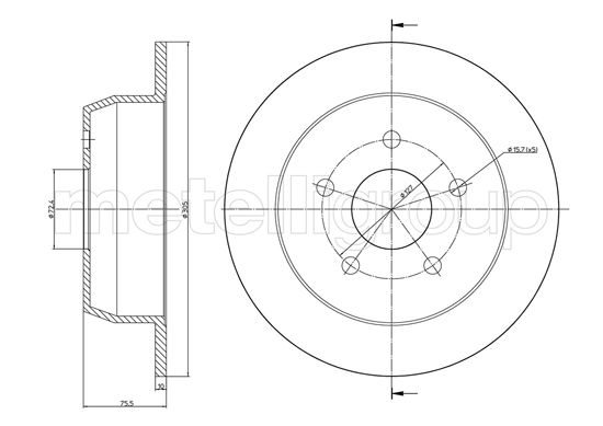 METELLI Bremseskive 231116c fuld 304mm 10mm for JEEP