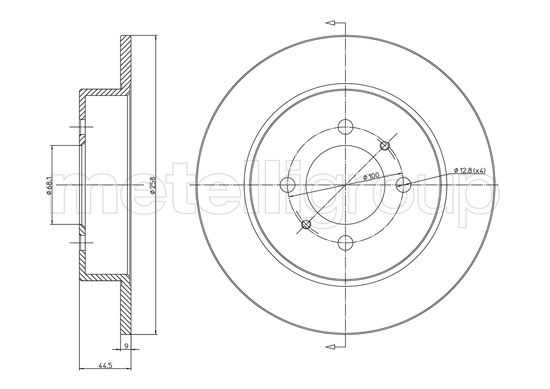 METELLI Bremseskive 231083c fuld 258mm 9mm for NISSAN