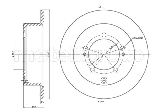 METELLI Bremseskive 231120c fuld 262mm 10mm for MITSUBISHI