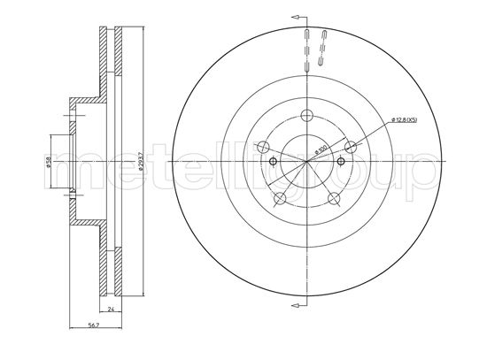 METELLI Bremseskive 231132c ventileret 294mm 24mm for SUBARU