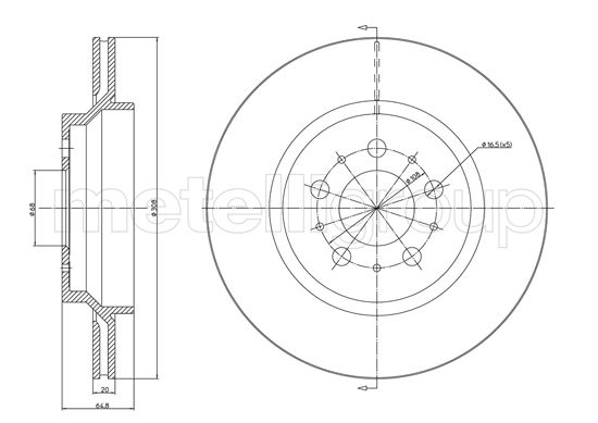 METELLI Bremseskive 231133c ventileret 308mm 20mm for VOLVO