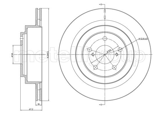 METELLI Bremseskive 231149c ventileret 290mm 18mm for SUBARU