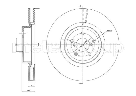 METELLI Bremseskive 231188c ventileret 316mm 30mm for SUBARU