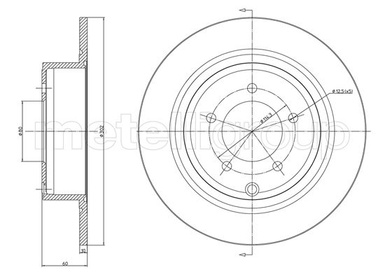 METELLI Bremseskive 231223c fuld 302mm 10mm for CITROËN LANCIA MITSUBISHI