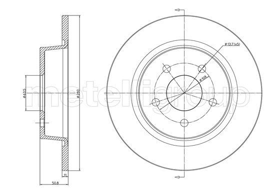 METELLI Bremseskive 231251c fuld 280mm 11mm for FORD