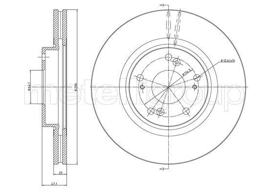 METELLI Bremseskive 231324c ventileret 296mm 25mm for HONDA