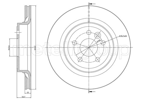 METELLI Bremseskive 231273c ventileret 302mm 22mm for VOLVO