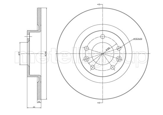 METELLI Bremseskive 231296c fuld 290mm 12mm for PEUGEOT