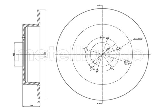 METELLI Bremseskive 231332c fuld 302mm 10mm for PEUGEOT MITSUBISHI