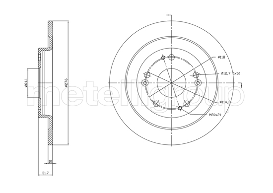 METELLI Bremseskive 231391c fuld 276mm 10mm for HONDA