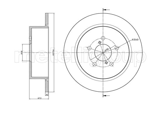 METELLI Bremseskive 231397c fuld 274mm 10mm for SUBARU