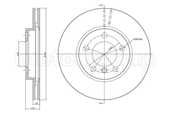 METELLI Bremseskive 231408c ventileret 294mm 22mm for MINI