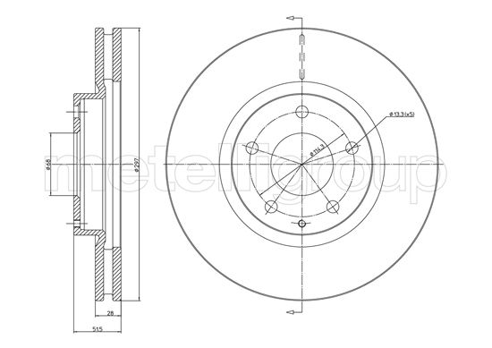 METELLI Bremseskive 231455c ventileret 297mm 28mm for MAZDA