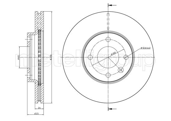 METELLI Bremseskive 231465c ventileret 256mm 24mm for CHEVROLET