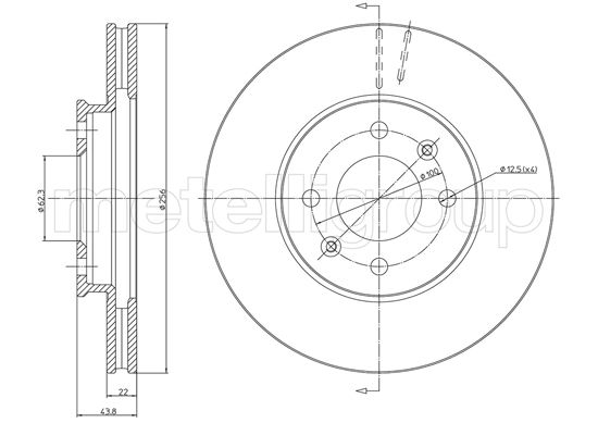 METELLI Bremseskive 231479c ventileret 256mm 22mm for KIA HYUNDAI