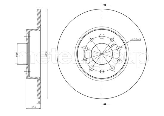 METELLI Bremseskive 231486c fuld 251mm 10mm for FIAT
