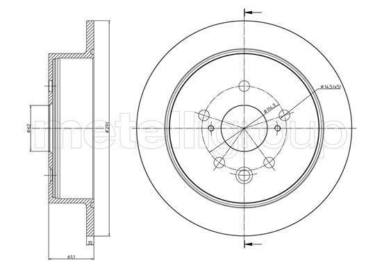 METELLI Bremseskive 231545c fuld 291mm 10mm for LEXUS