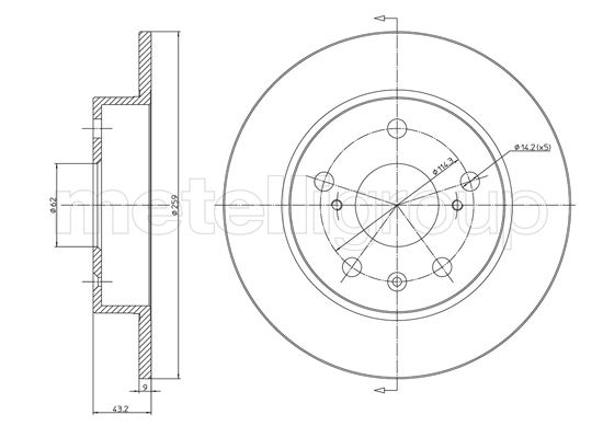 METELLI Bremseskive 231531c fuld 259mm 9mm for SUZUKI