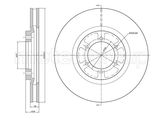 METELLI Bremseskive 231537c ventileret 304mm 28mm for HYUNDAI