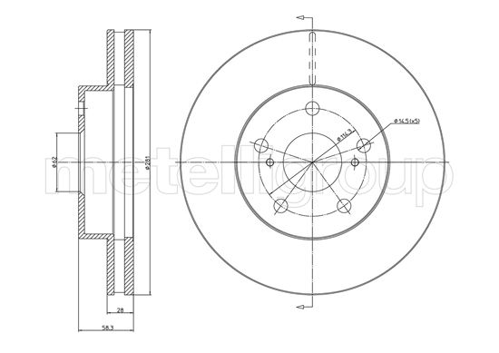 METELLI Bremseskive 231567c ventileret 281mm 28mm for TOYOTA