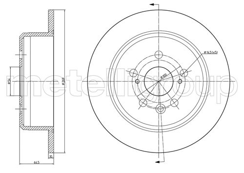 METELLI Bremseskive 231672c fuld 269mm 10mm for TOYOTA