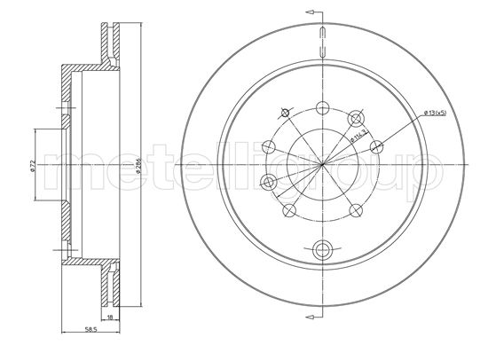 METELLI Bremseskive 231730c ventileret 285mm 18mm for MAZDA