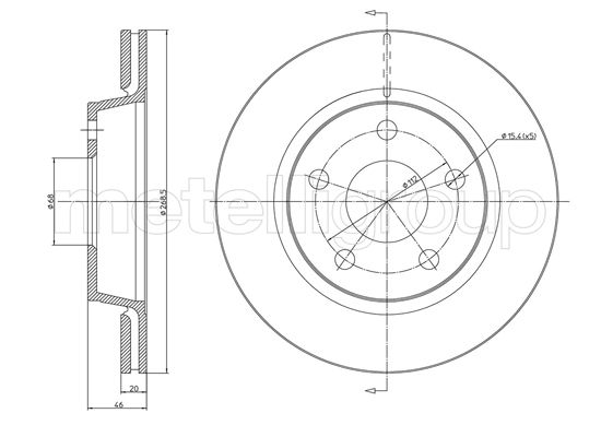 METELLI Bremseskive 231734c ventileret 269mm 20mm for AUDI