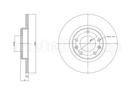 METELLI Bremseskive 231759c fuld 268mm 12mm for OPEL PEUGEOT TOYOTA