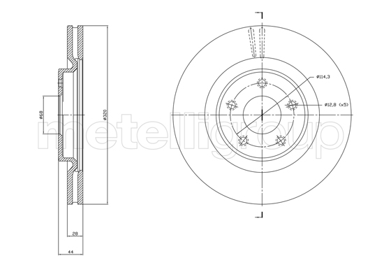 METELLI Bremseskive 231783c ventileret 320mm 28mm for RENAULT
