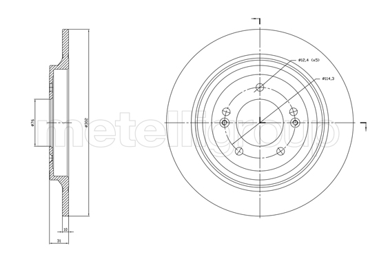 METELLI Bremseskive 231819c fuld 302mm 10mm for KIA