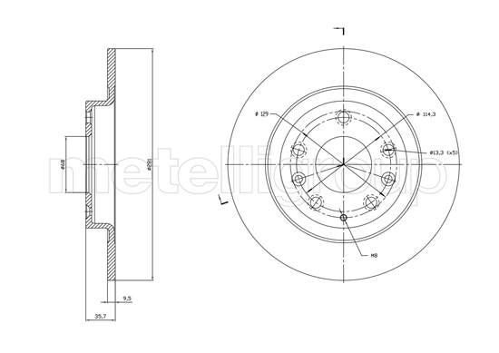 METELLI Bremseskive 231831c fuld 281mm 10mm for MAZDA