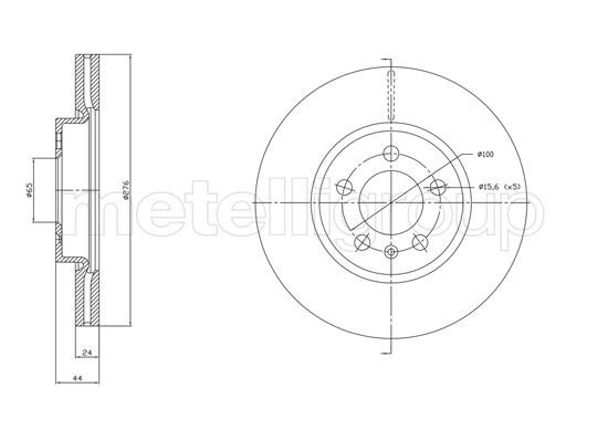 METELLI Bremseskive 231842c ventileret 276mm 24mm for SKODA