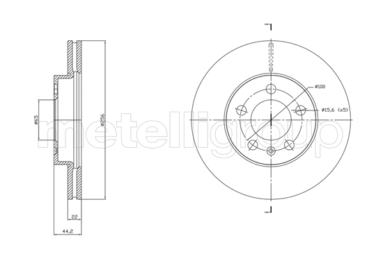 METELLI Bremseskive 231843c ventileret 256mm 22mm for VW